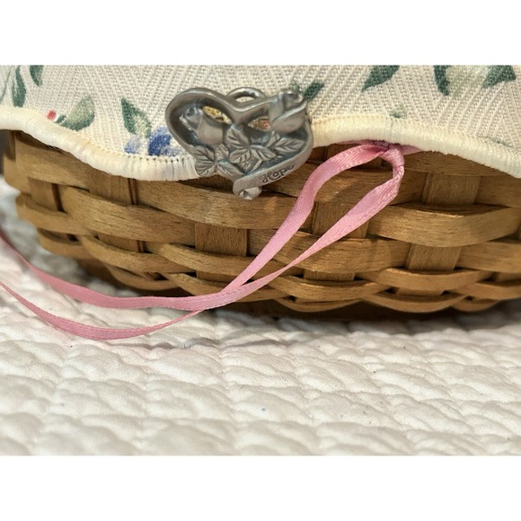 Longaberger Basket Floral Fabric Liner & Protector w/Hope Pin 2003. - Picture 5 of 8